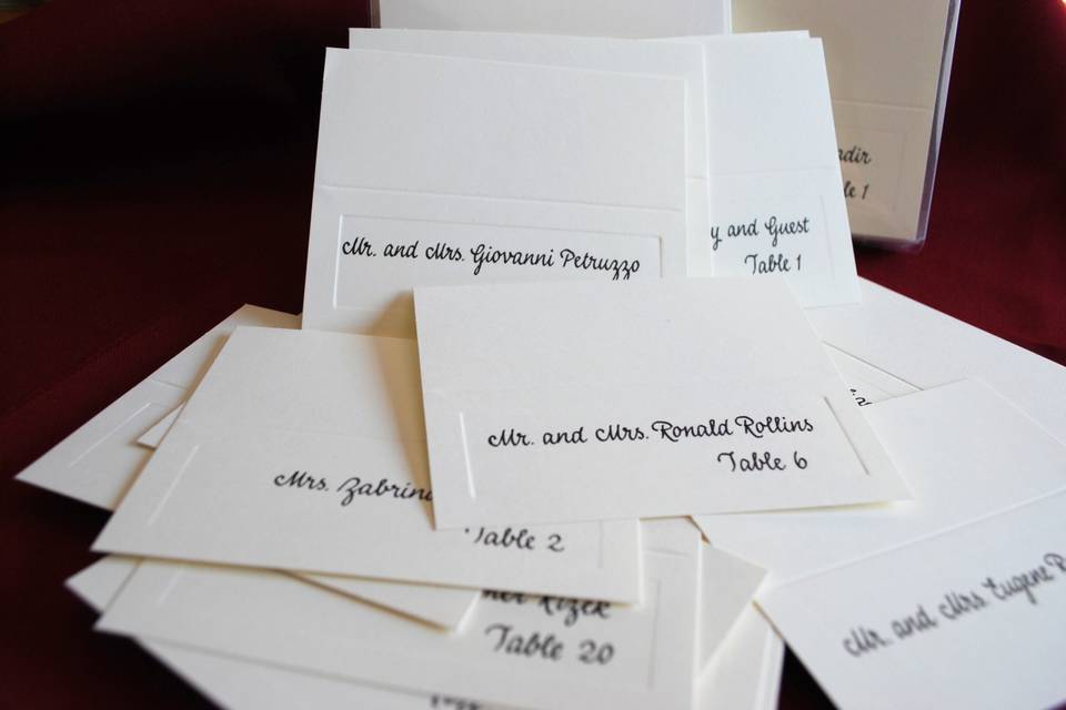 Place cards, roundhand