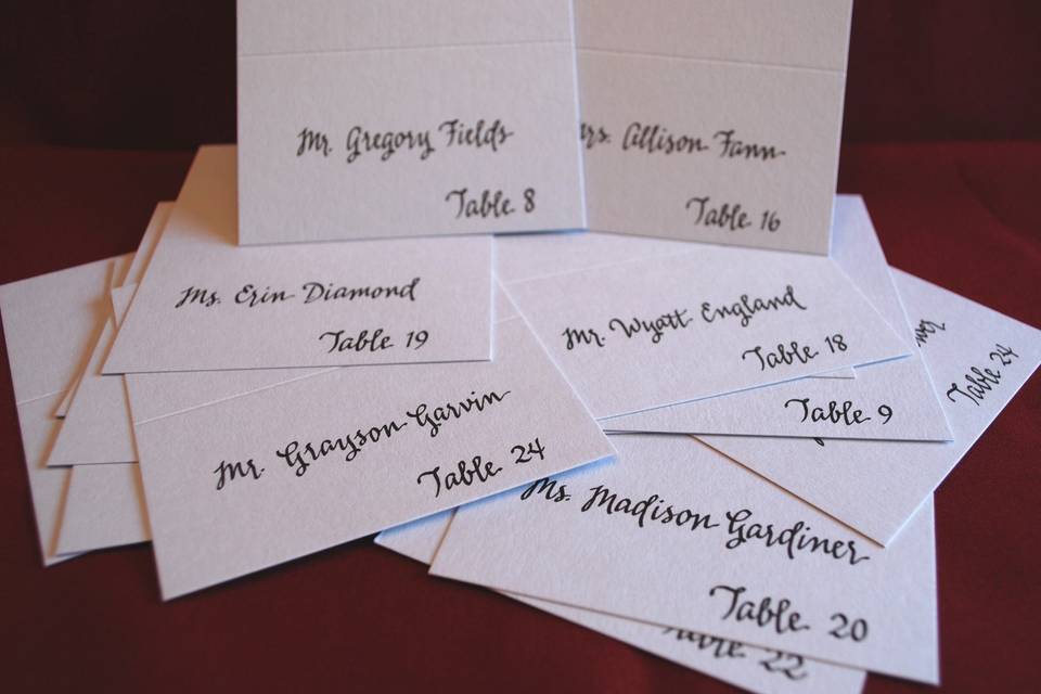 Place cards, modern script