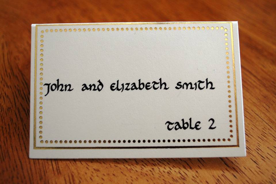 Place cards, uncial script