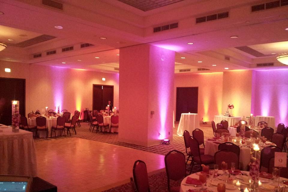 Set the mood with uplighting. Available as an option or included depending upon your package choice!