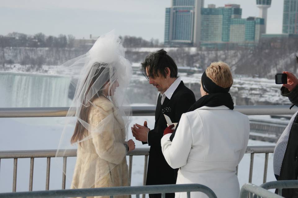 Wedding by the waterfalls