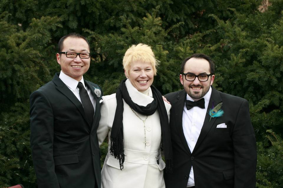 Officiant and the grooms