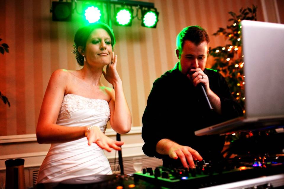 Bride and the wedding DJ