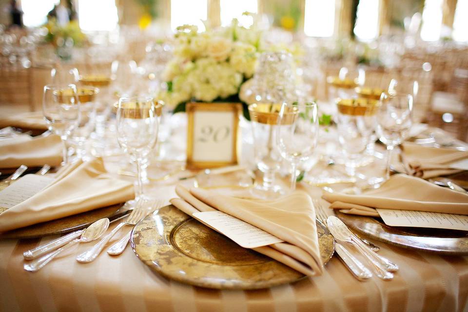 Our exclusive caterer, The Silver Spoon, does an amazing job with table settings. Your guests are guaranteed to be wowed as soon as they sit down.