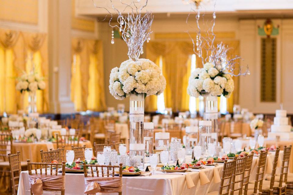 Table setup with centerpiece