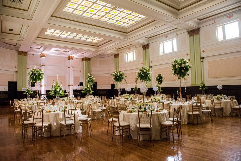 Table setup with centerpiece