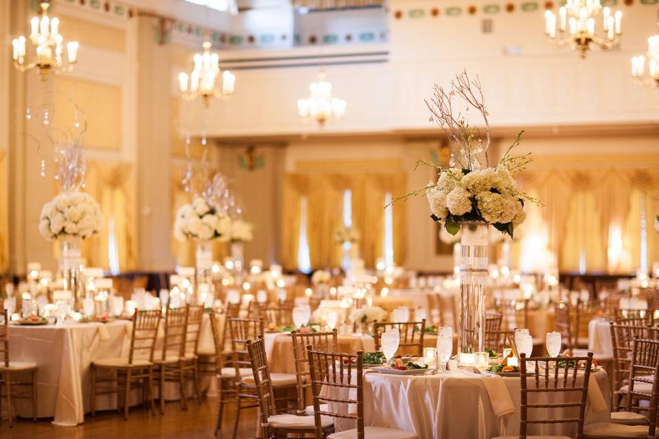 Table setup with centerpiece