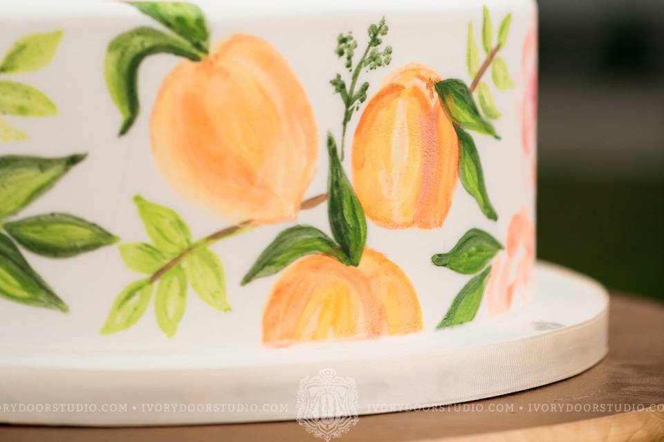 Hand Painted Peach Cake