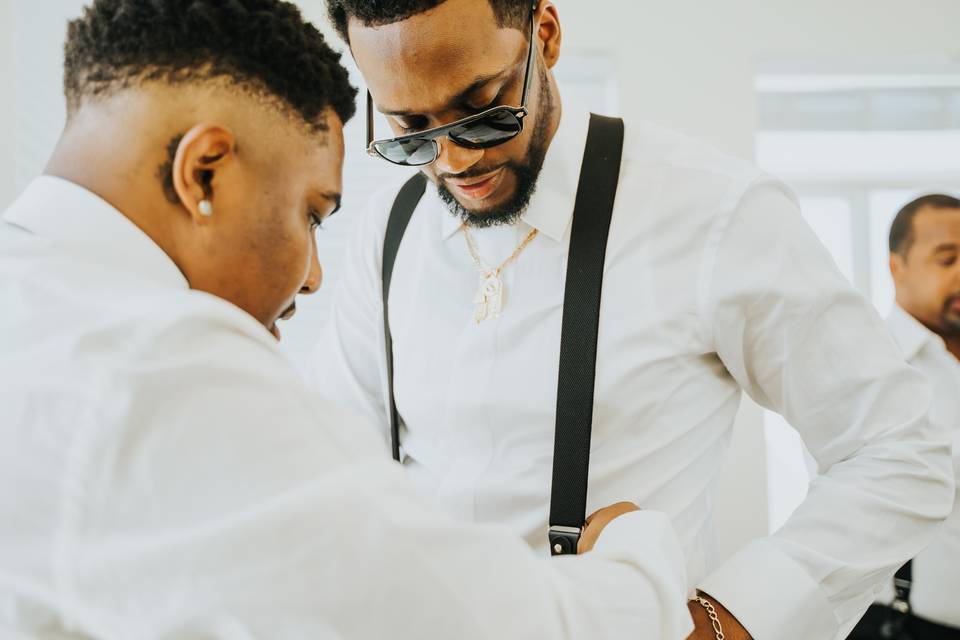 Groom getting ready