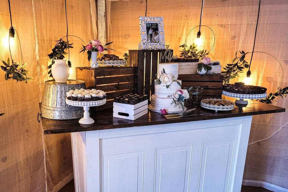 Cake table w/ our decor