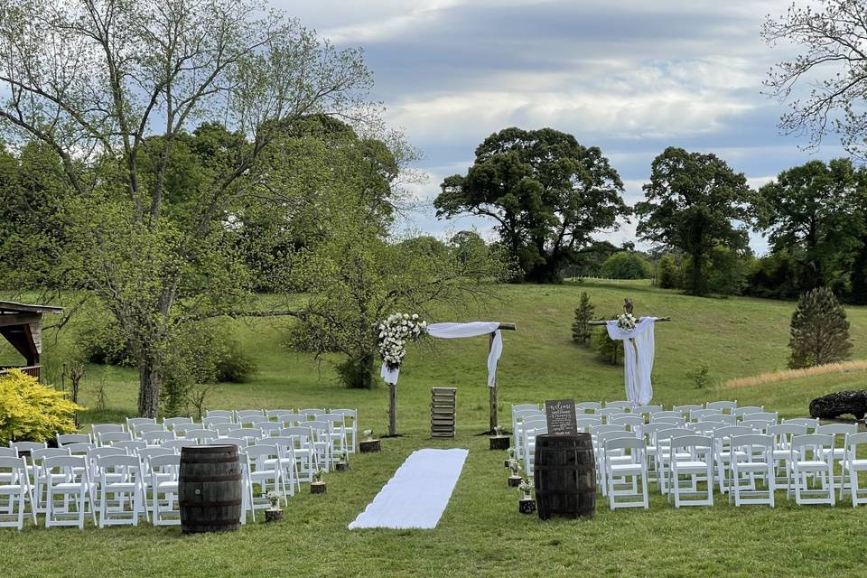 Ceremony next to pole barn