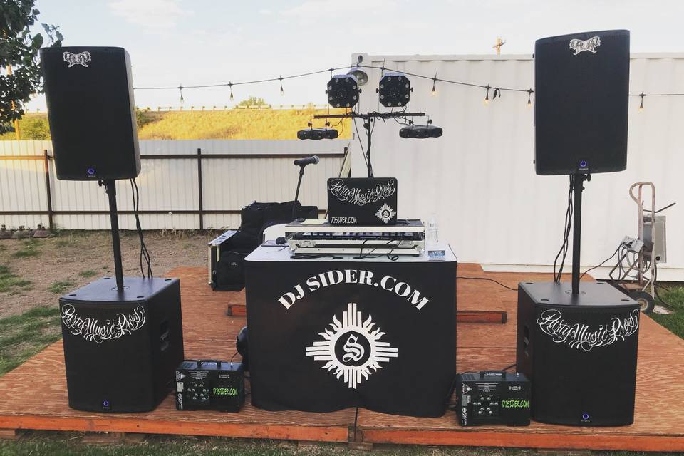 Outdoor DJ deck setup
