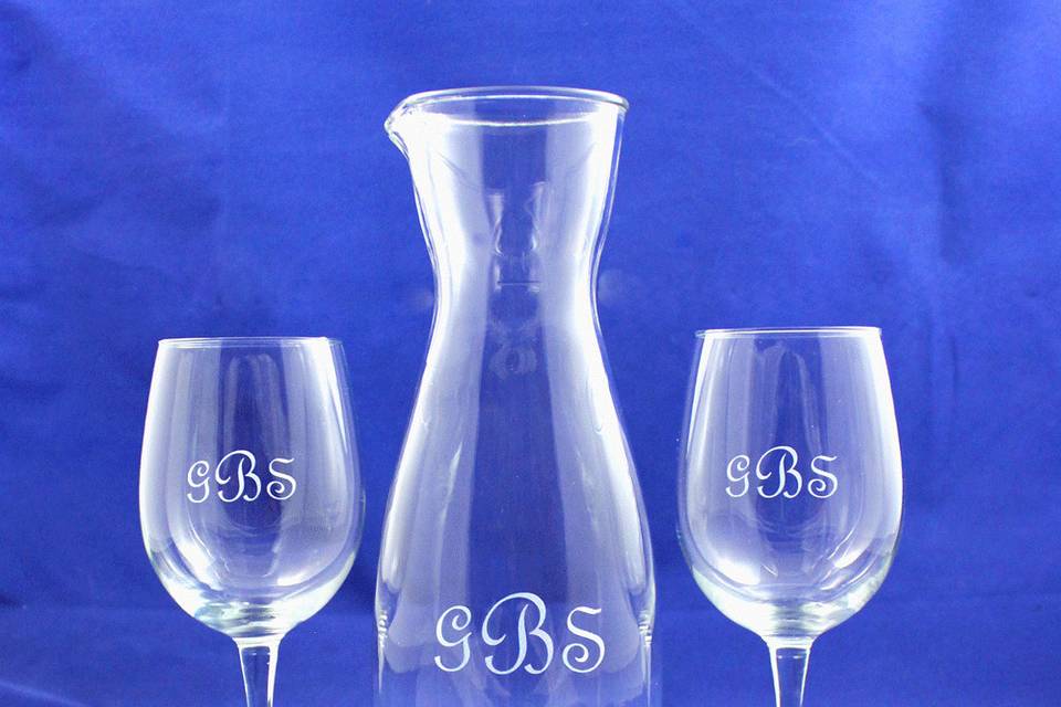 This Wine Decanter Set makes a perfect wedding party gift.  Each set is permanently sand-etched with name, nickname, monogram, date...whatever you would like to make a one-of-a-kind gift for the Bridal Party or the Wedding Couple!