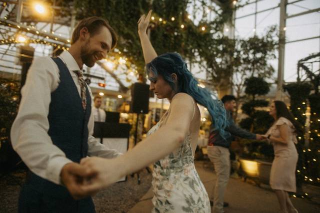 Bride and groom at reception