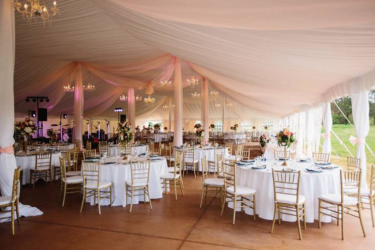 Draping, tables, chairs at hawkshead in south haven, mi