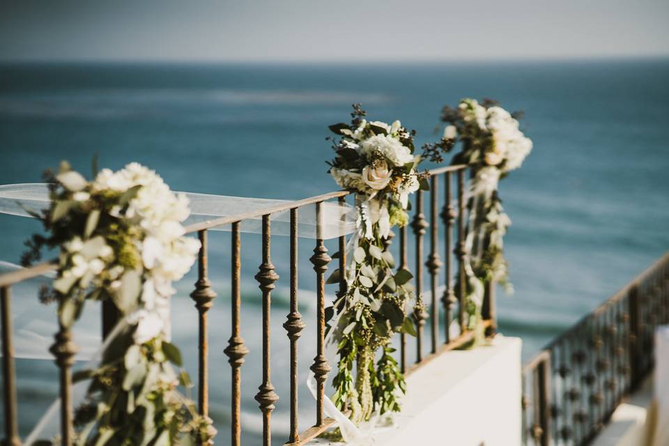 Railing details over the ocean