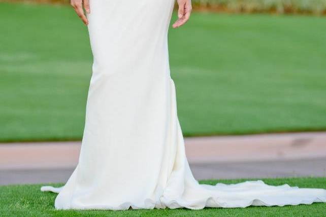 Bride in a sleek wedding dress