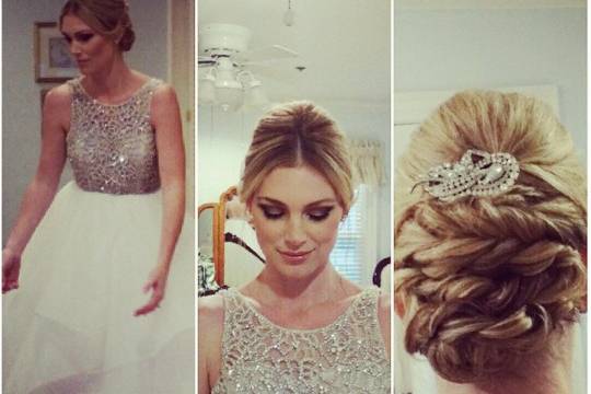 Front and back of bridal hair