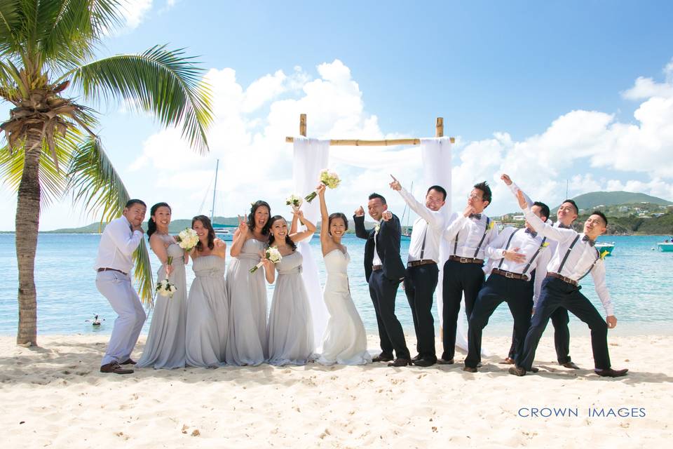 Fun beach wedding