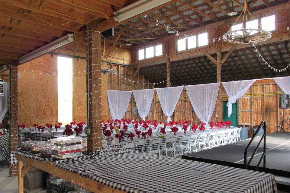 Barn reception setup