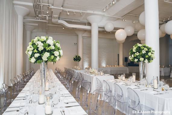 Long table setup with centerpiece