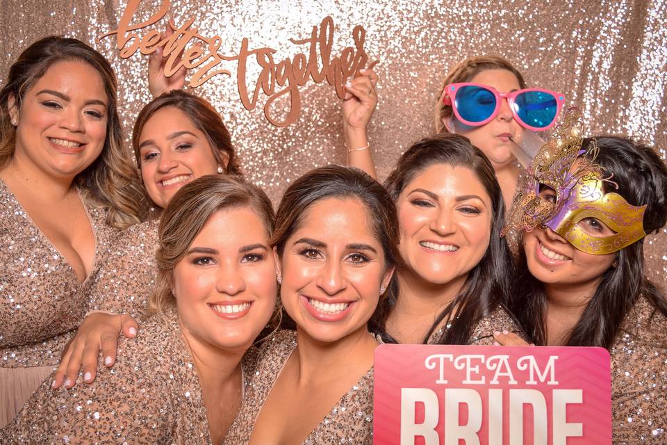 Bridal party in booth