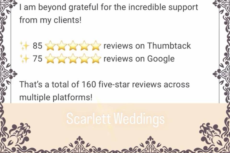 160 5 star reviews