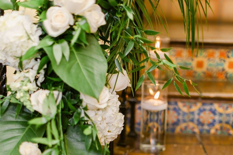 Stairway of candles and floral