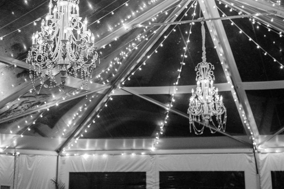 Tent wedding bistro lighting