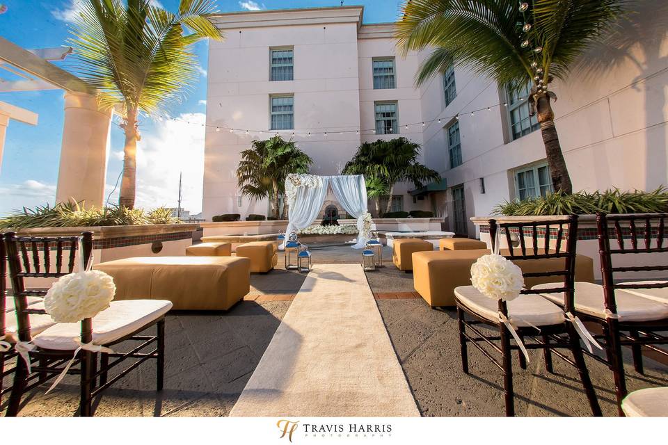 Rustic rooftop ceremony