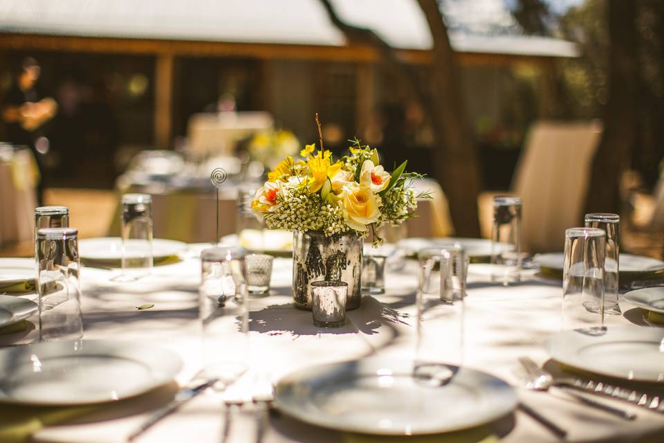 Table set-up with centerpiece