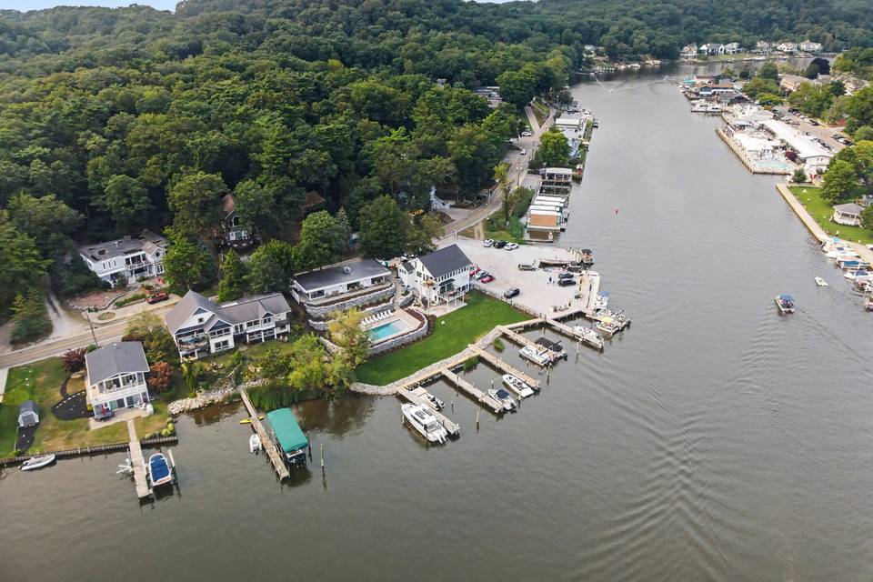 Aerial view of waterfront