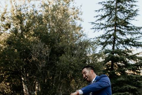 Bride shotgunning beer