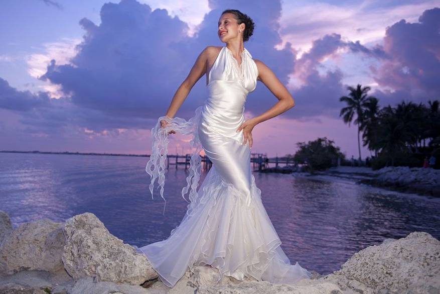 Hand painted beach wed dress