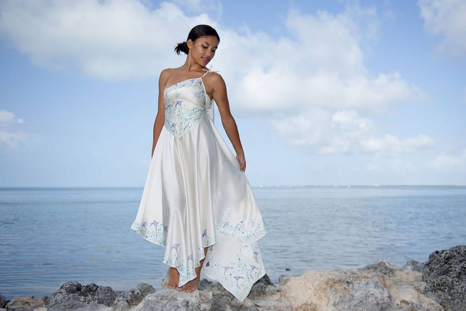 Asymmetric beach wed dress