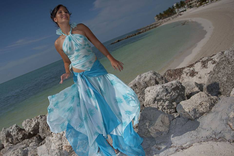 Sarong beach wedding dress