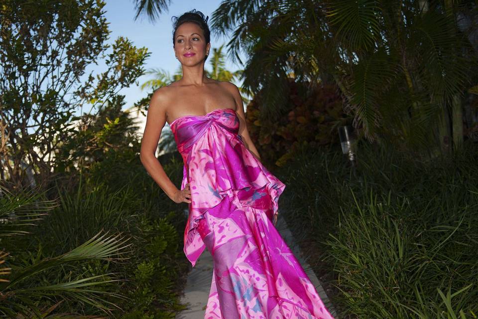 Sarong beach wedding dress