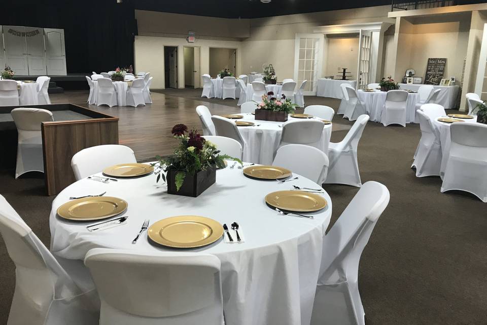 Table setup with centerpiece