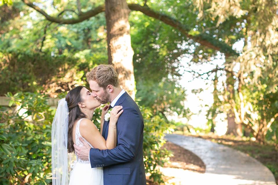 Couple in front of the mansion