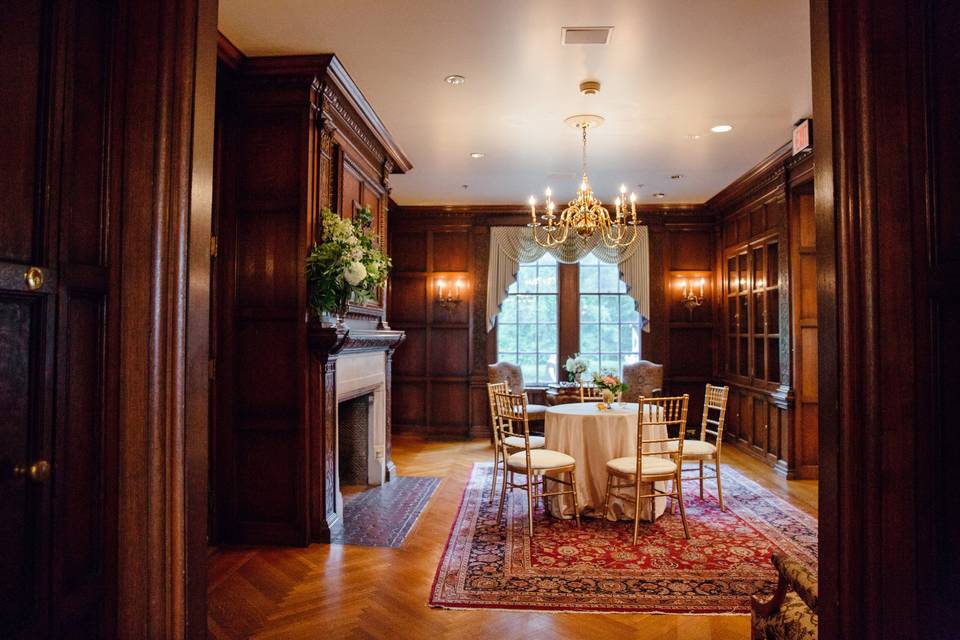 Oak paneled library