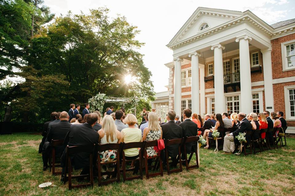 Ceremony on back portico