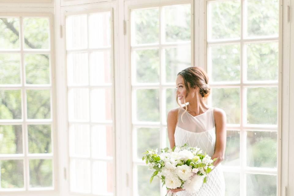 Bride on the sun porch