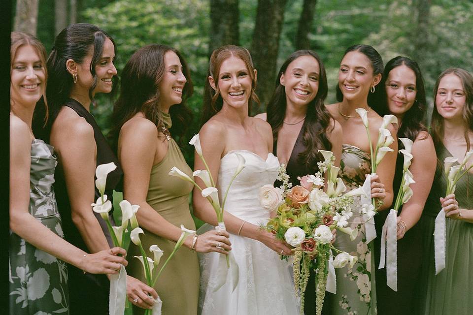Bridal Party with Modern Green
