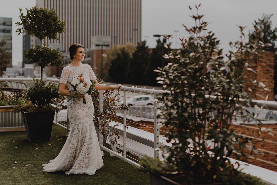 Bride looking out