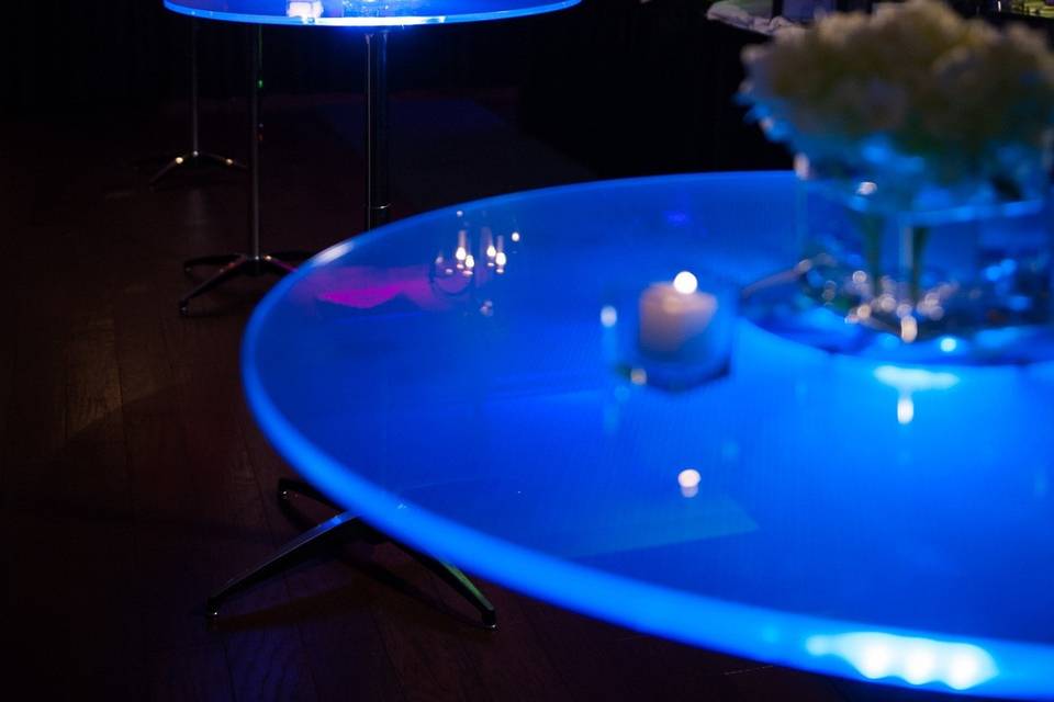 Uplighting with LED cocktail tables