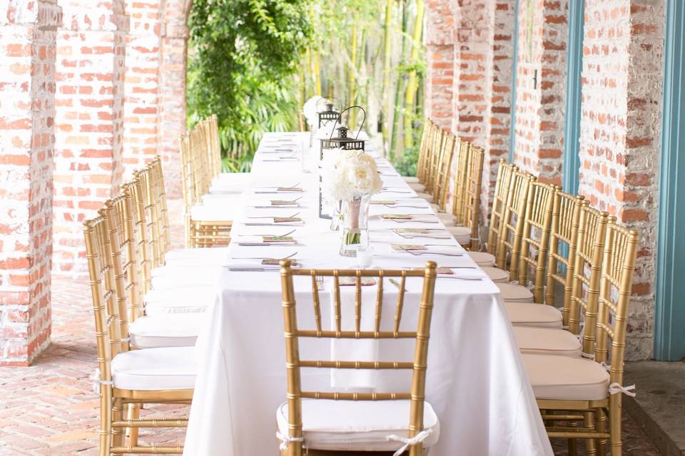 Chiavari chairs under our white tent