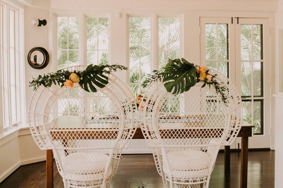 White Peacock Chairs