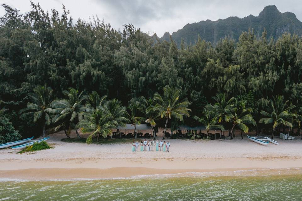 Drone Bridal Party at Kualoa