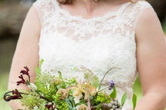 Holding the bouquet