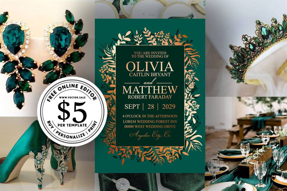 Emerald green invitation